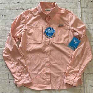 Columbia PFG NWT Midway Bay 3.0 LS Shirt UPF 30 Outdoor Pink Gray Large Pockets